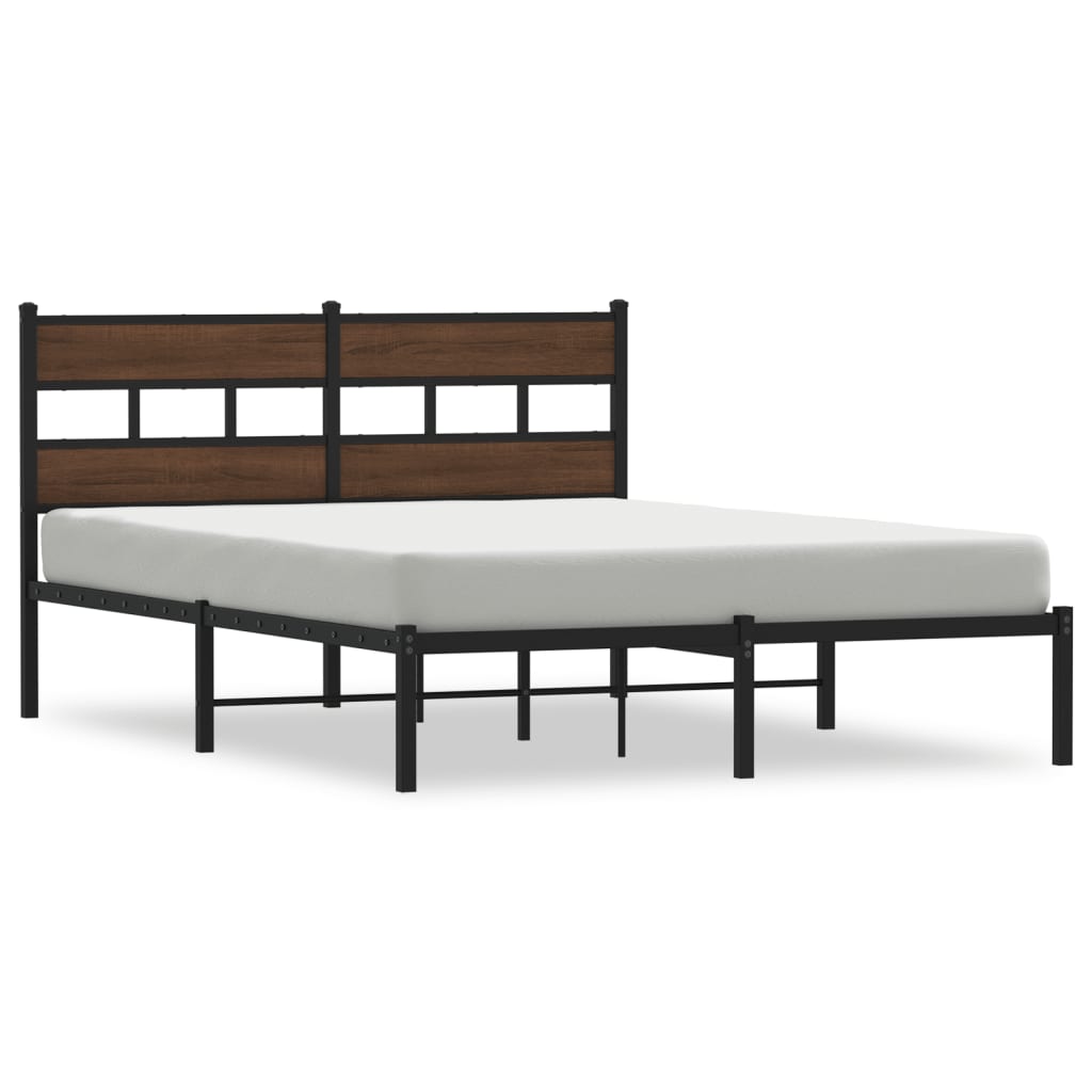 Sengeramme uten madrass med hodegavl brun eik 150x200 cm