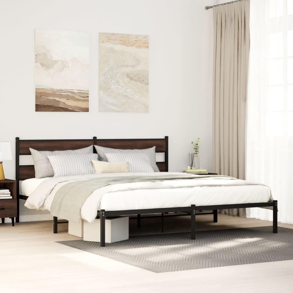 Sengeramme uten madrass med hodegavl brun eik 183x213 cm