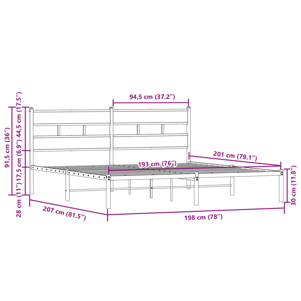 Sengeramme uten madrass med hodegavl brun eik 190x200 cm vidaXL