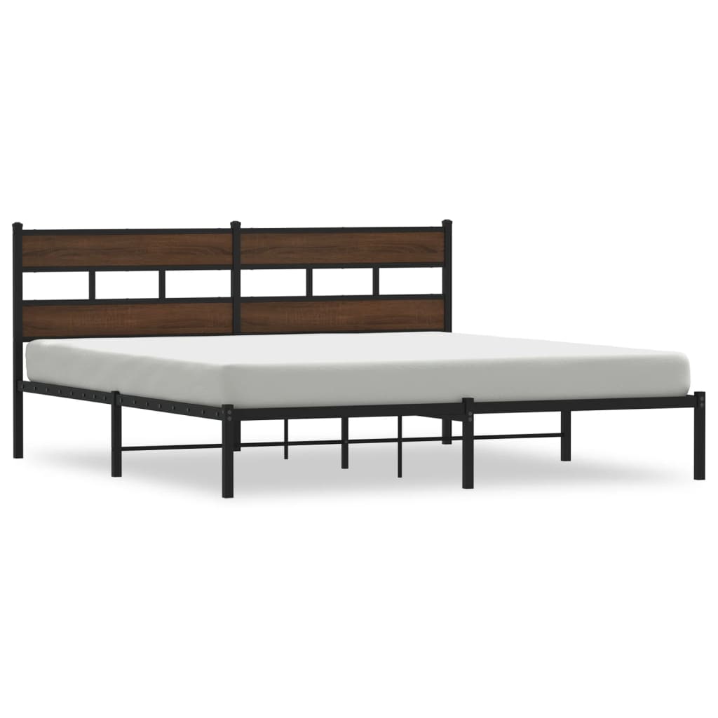 Sengeramme uten madrass med hodegavl brun eik 200x200 cm vidaXL