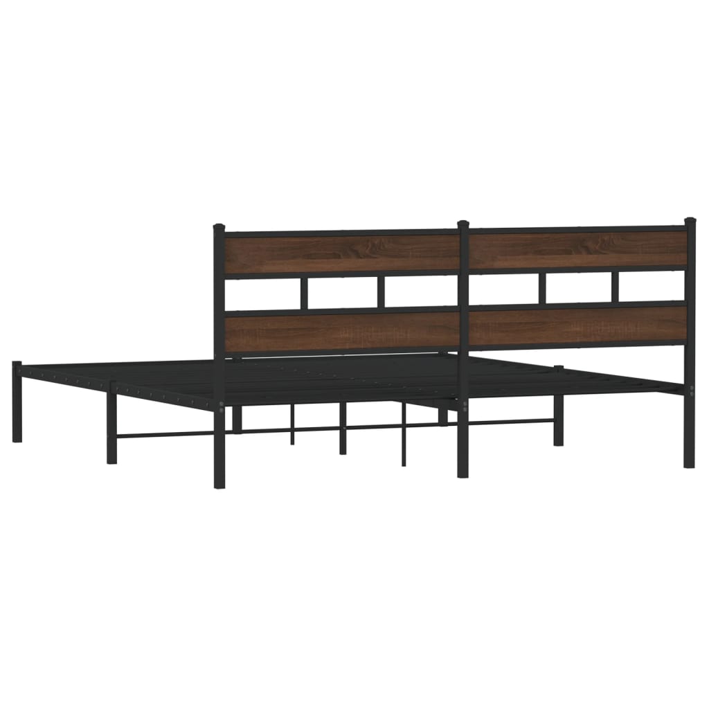 Sengeramme uten madrass med hodegavl brun eik 200x200 cm vidaXL
