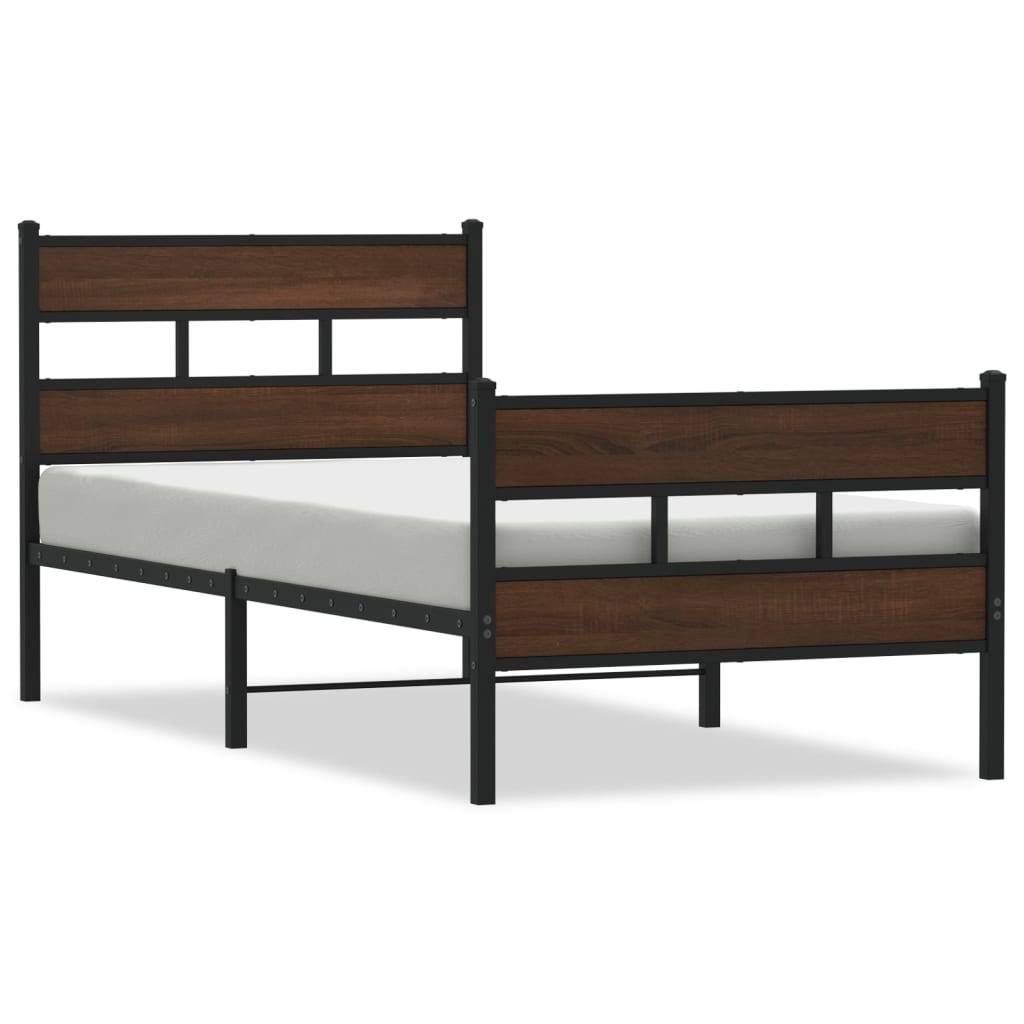 Sengeramme uten madrass med fotgavl brun eik 75x190 cm