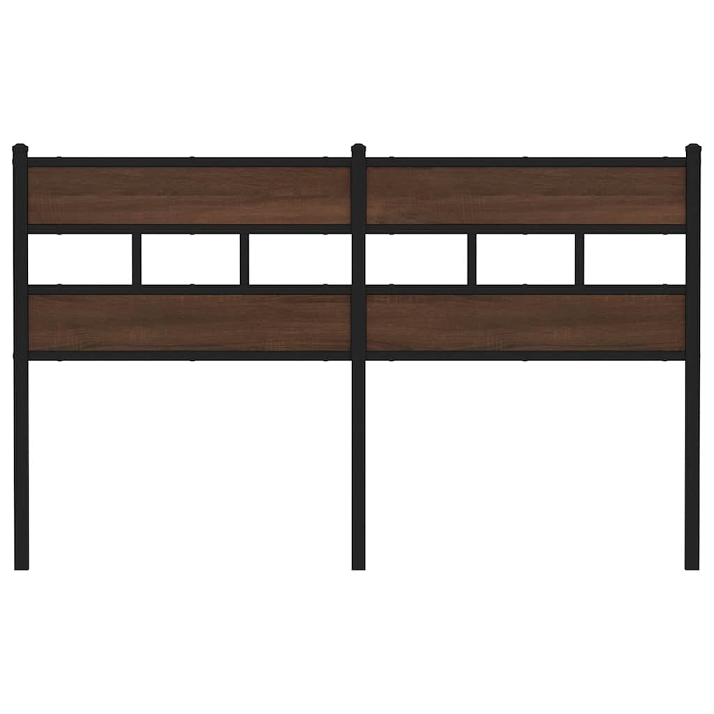 Utskiftbar sengegavl brun eik 160 cm stål og konstruert tre vidaXL