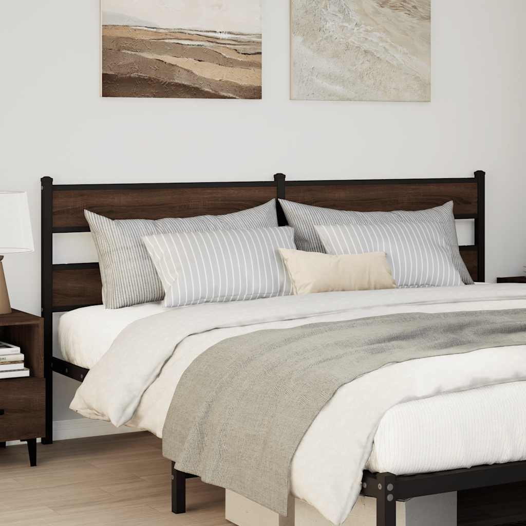 Utskiftbar sengegavl brun eik 180 cm stål og konstruert tre vidaXL