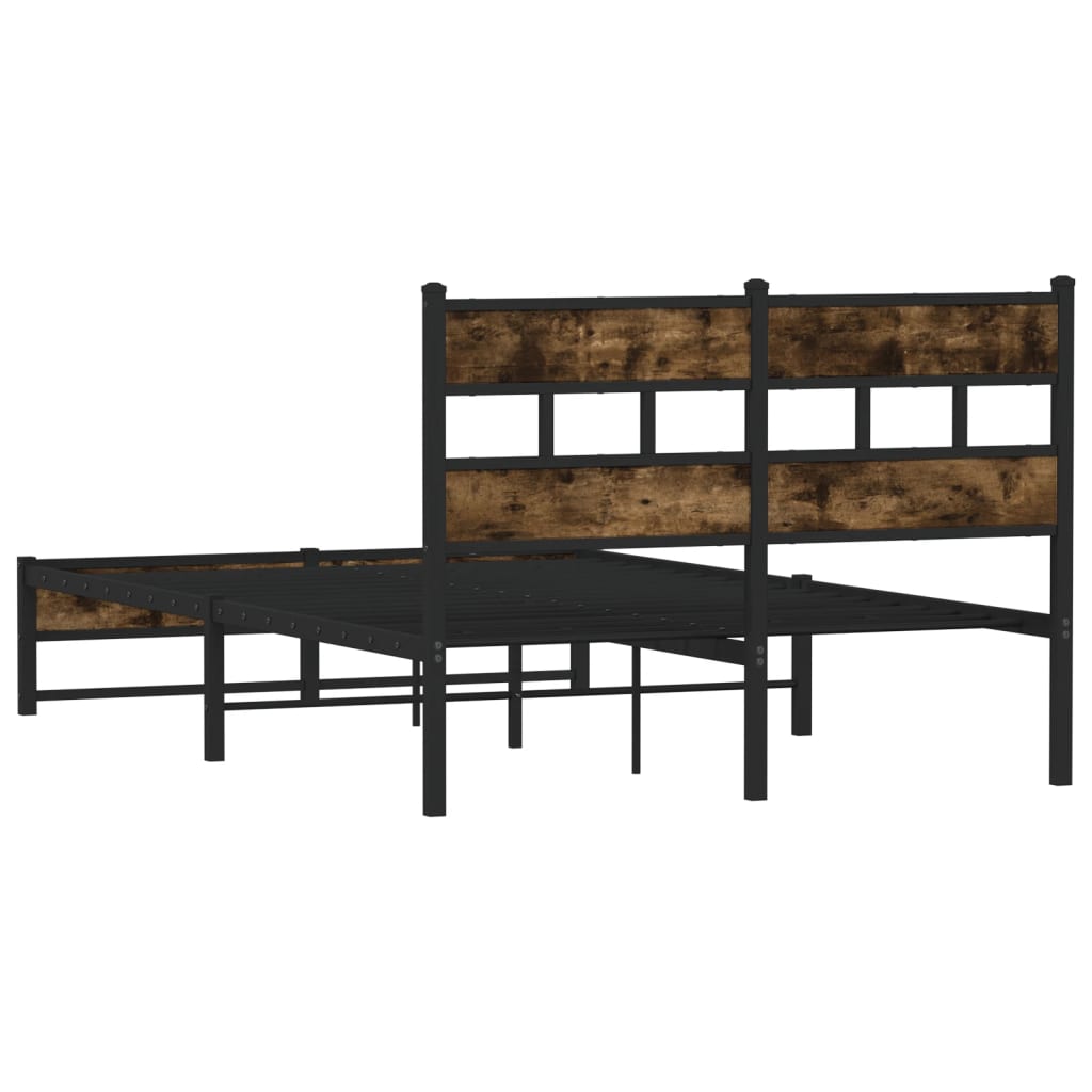 Sengeramme i metall uten madrass røkt eik 120x190 cm