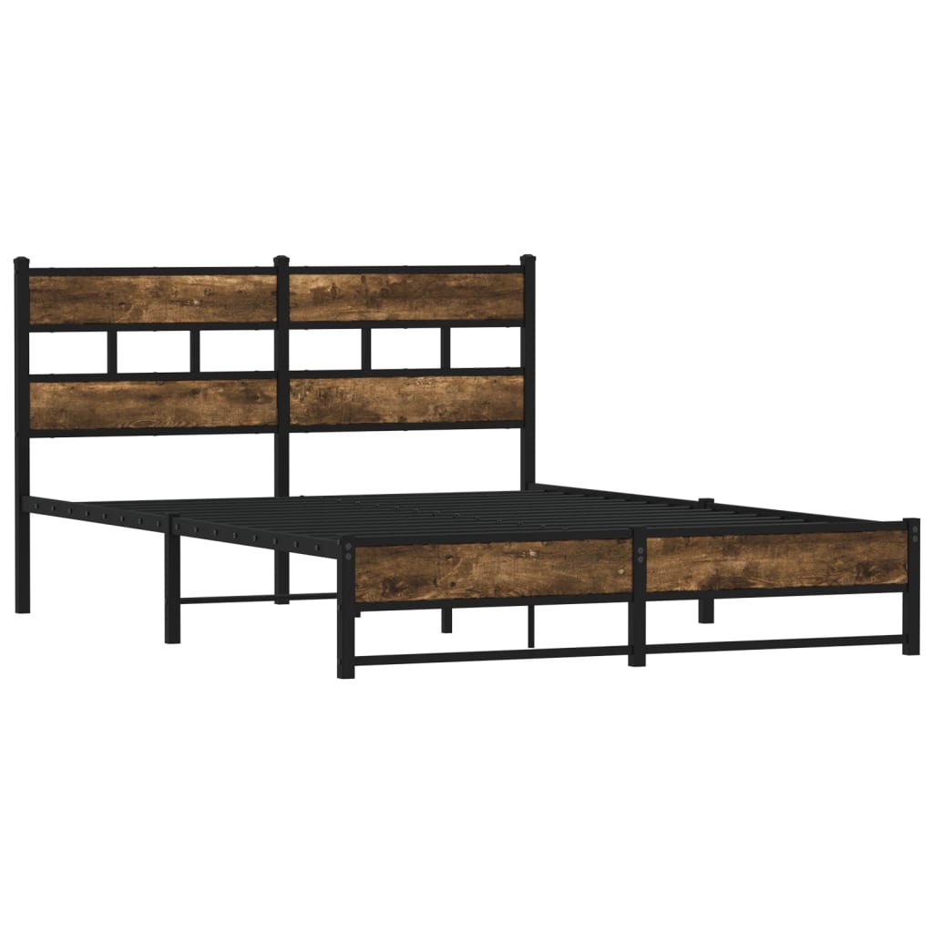 Sengeramme i metall uten madrass røkt eik 135x190 cm
