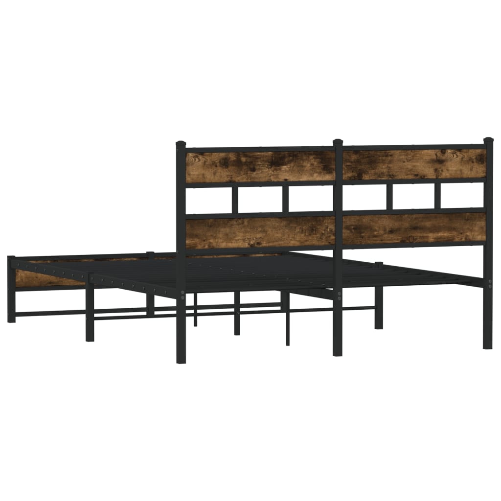 Sengeramme i metall uten madrass røkt eik 140x200 cm