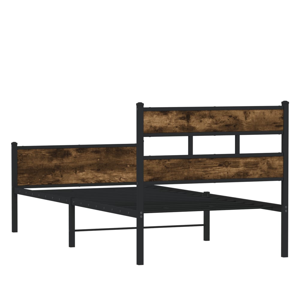 Sengeramme uten madrass røkt eik 107x200 cm konstruert tre