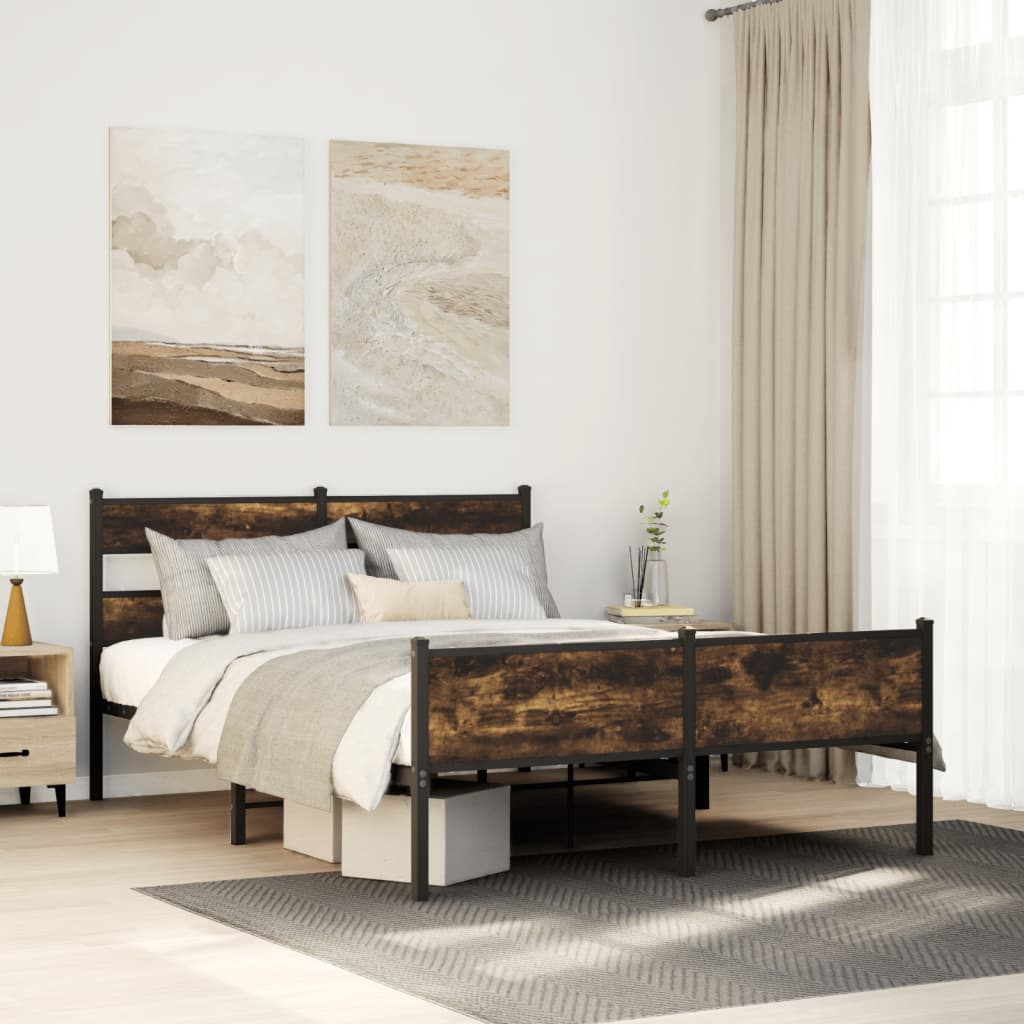 Sengeramme uten madrass røkt eik 140x190 cm konstruert tre