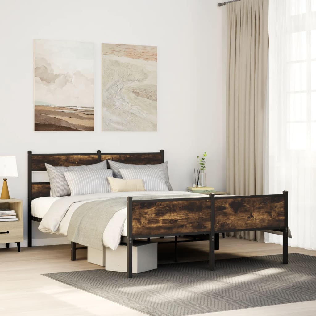 Sengeramme uten madrass røkt eik 150x200 cm konstruert tre