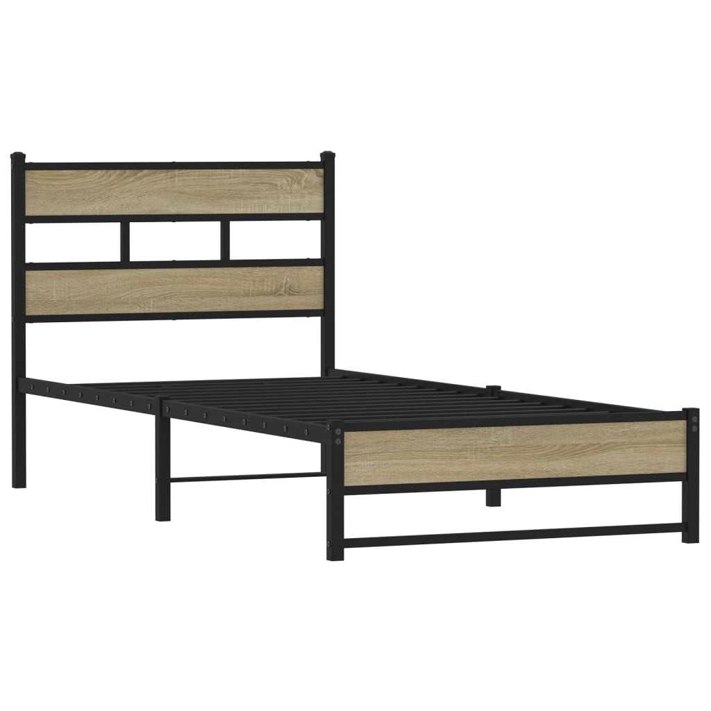 Sengeramme i metall uten madrass sonoma eik 75x190 cm