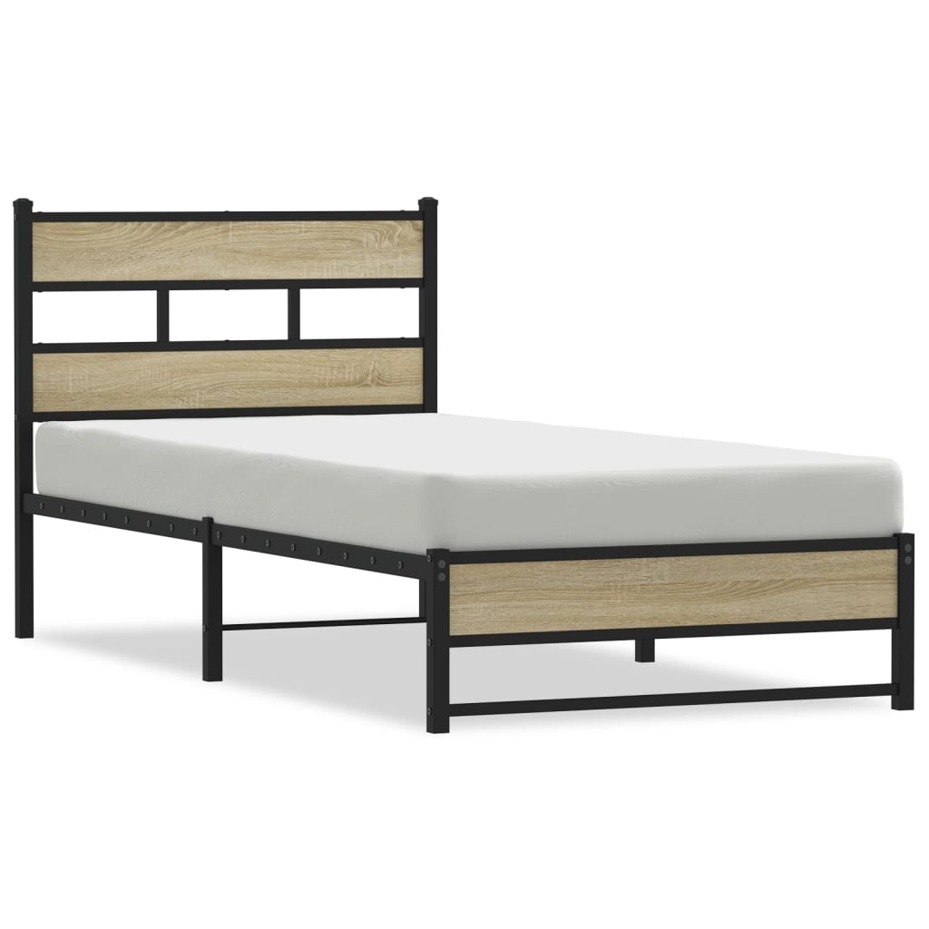 Sengeramme i metall uten madrass sonoma eik 100x190 cm