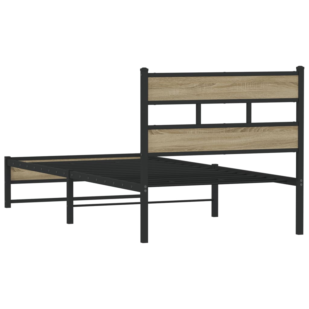 Sengeramme i metall uten madrass sonoma eik 100x190 cm