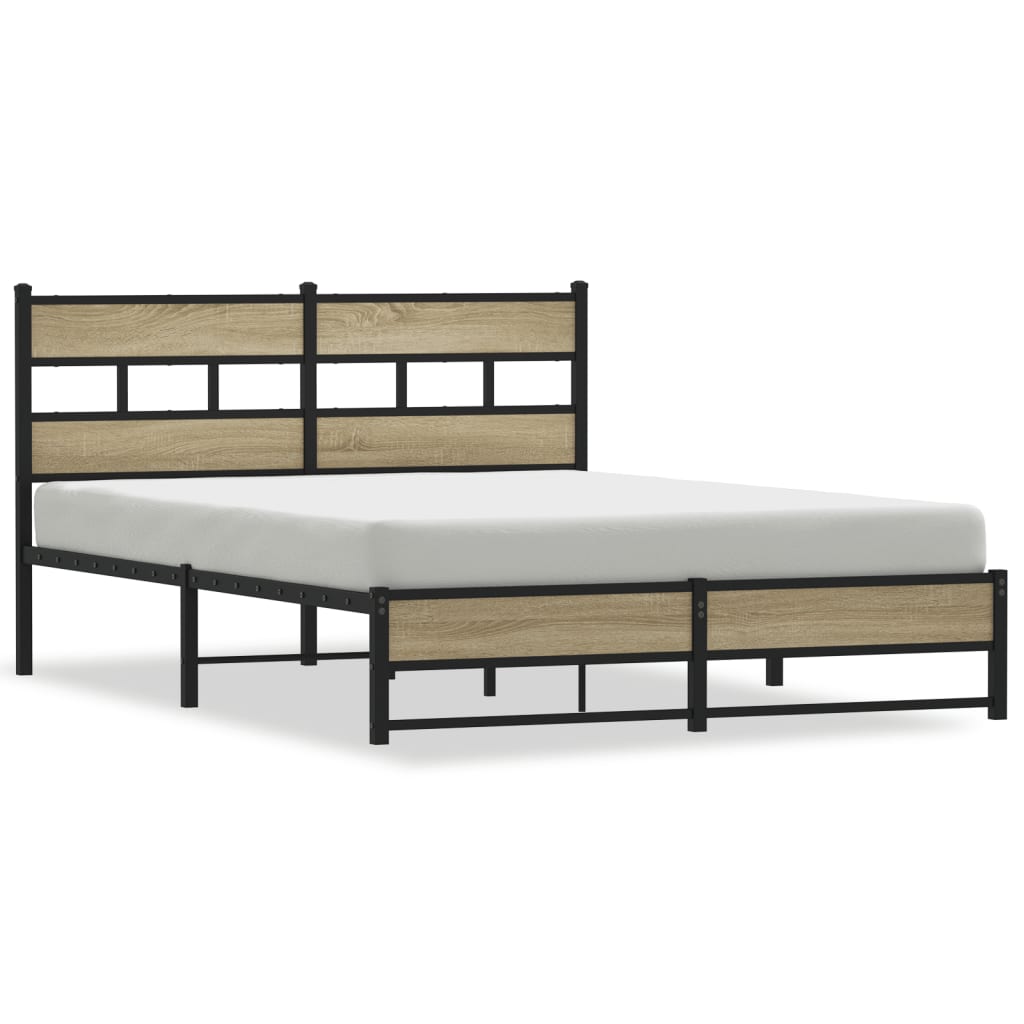 Sengeramme i metall uten madrass sonoma eik 135x190 cm