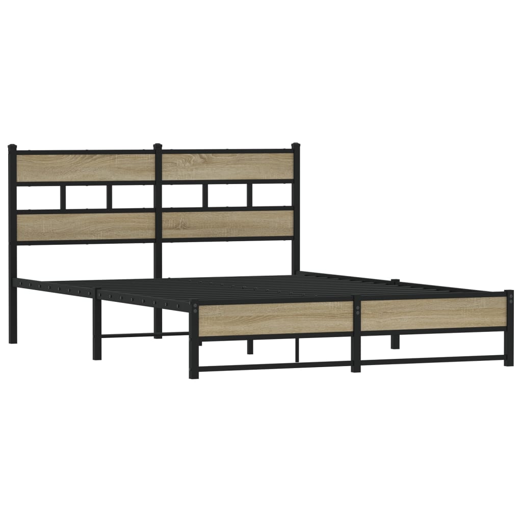Sengeramme i metall uten madrass sonoma eik 140x190 cm