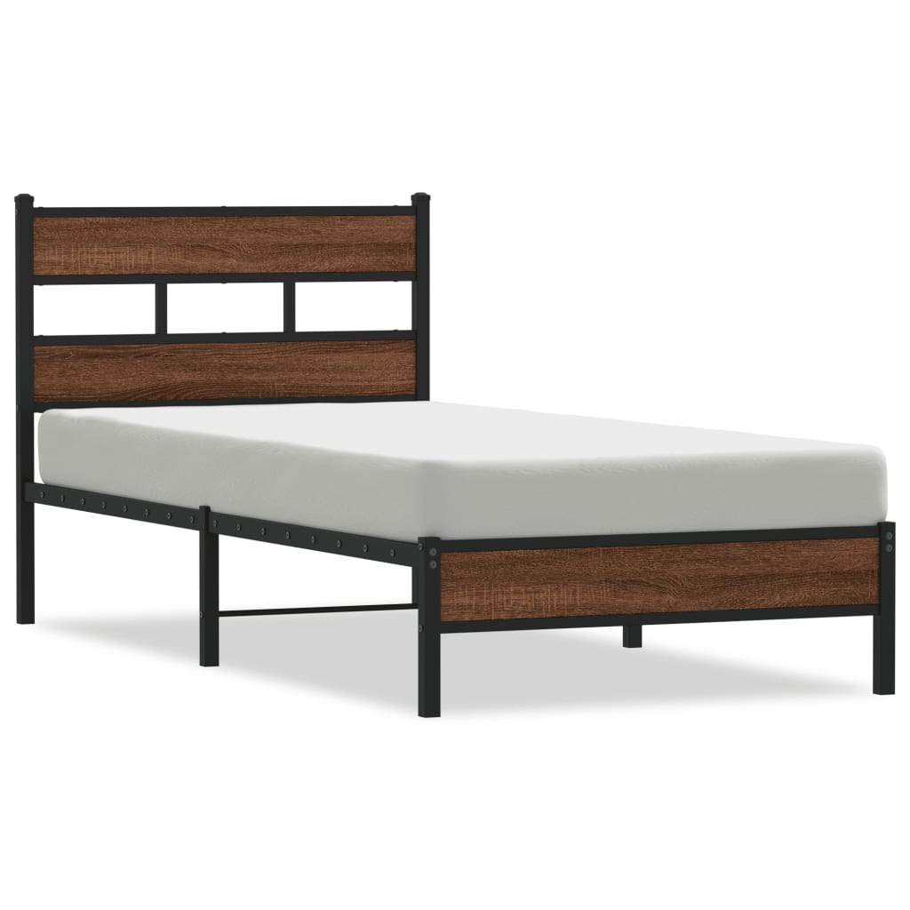 Sengeramme uten madrass brun eik 75x190 cm konstruert tre