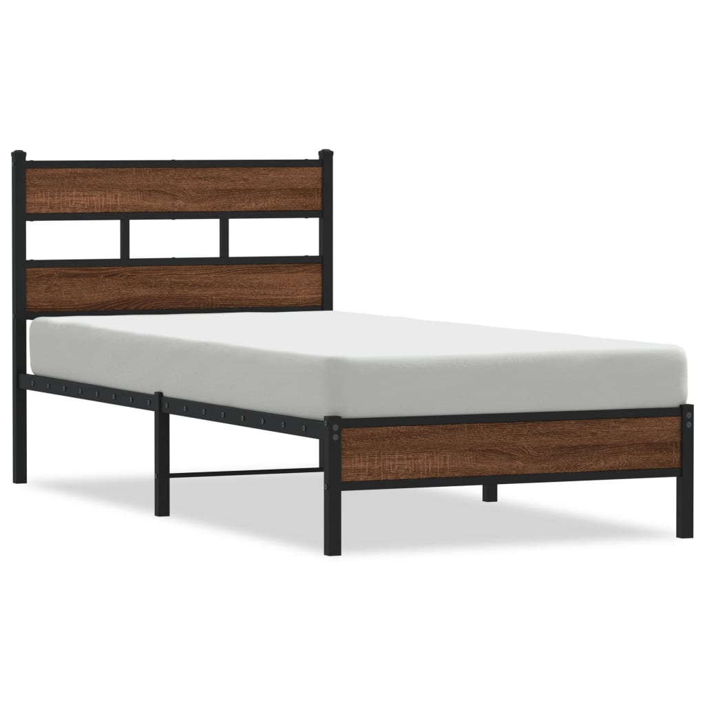 Sengeramme uten madrass brun eik 80x200 cm konstruert tre