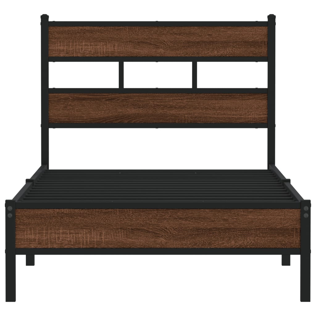 Sengeramme uten madrass brun eik 90x190 cm konstruert tre