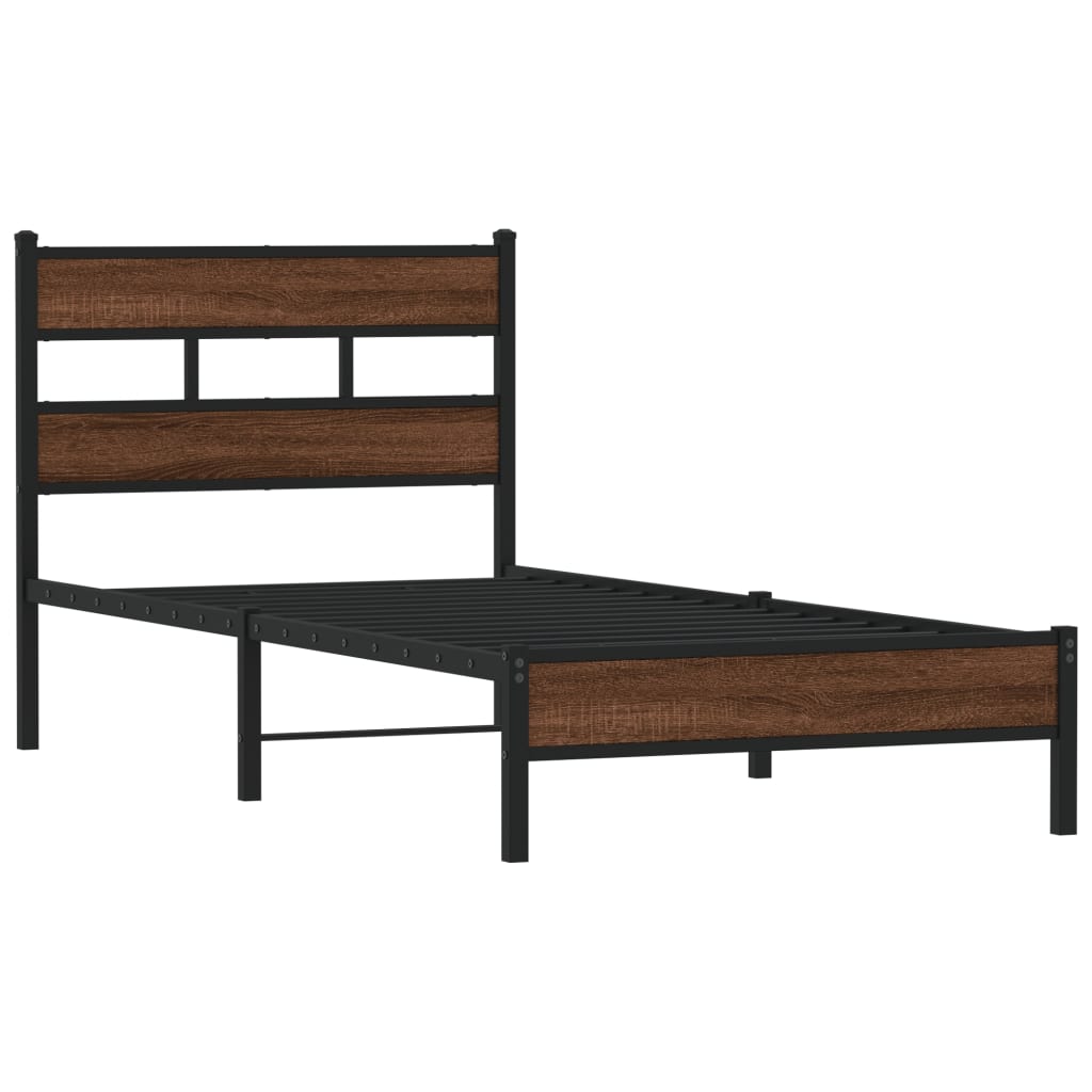 Sengeramme uten madrass brun eik 100x190 cm konstruert tre