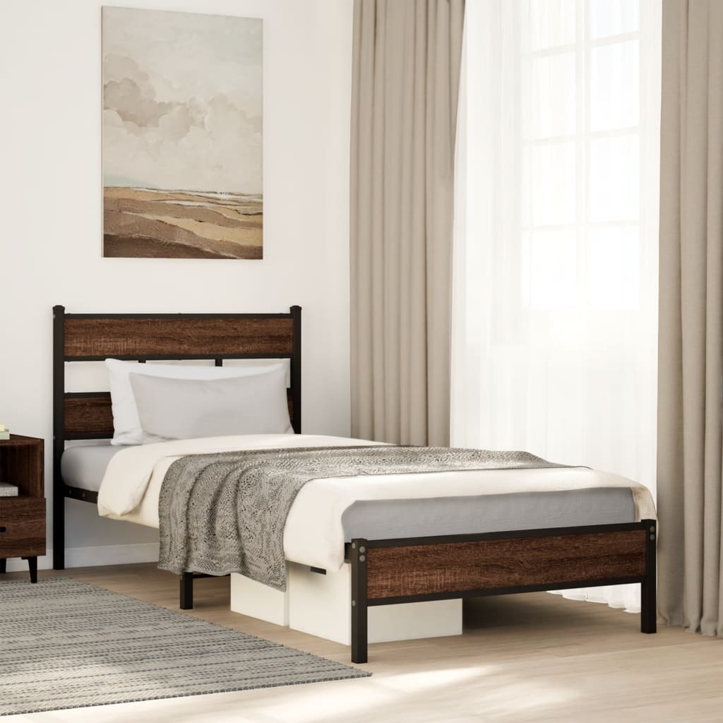 Sengeramme uten madrass brun eik 100x190 cm konstruert tre