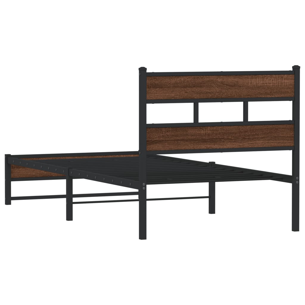 Sengeramme i metall uten madrass brun eik 100x190 cm vidaXL