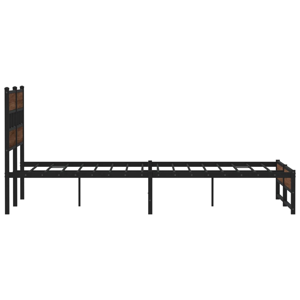 Sengeramme i metall uten madrass brun eik 135x190 cm