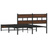 Sengeramme i metall uten madrass brun eik 135x190 cm