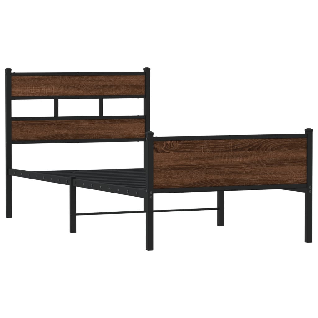 Sengeramme uten madrass brun eik 90x190 cm konstruert tre