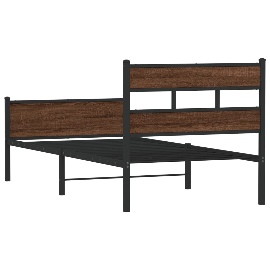 Sengeramme uten madrass brun eik 90x200 cm konstruert tre