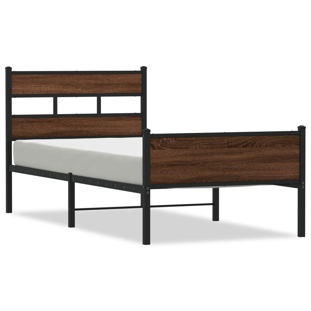Sengeramme uten madrass brun eik 100x190 cm konstruert tre