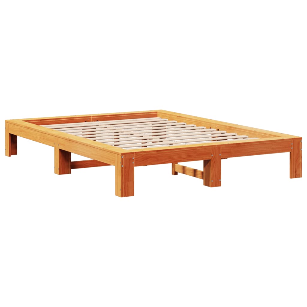 Sengeramme uten madrass voksbrun 140x190 cm heltre furu