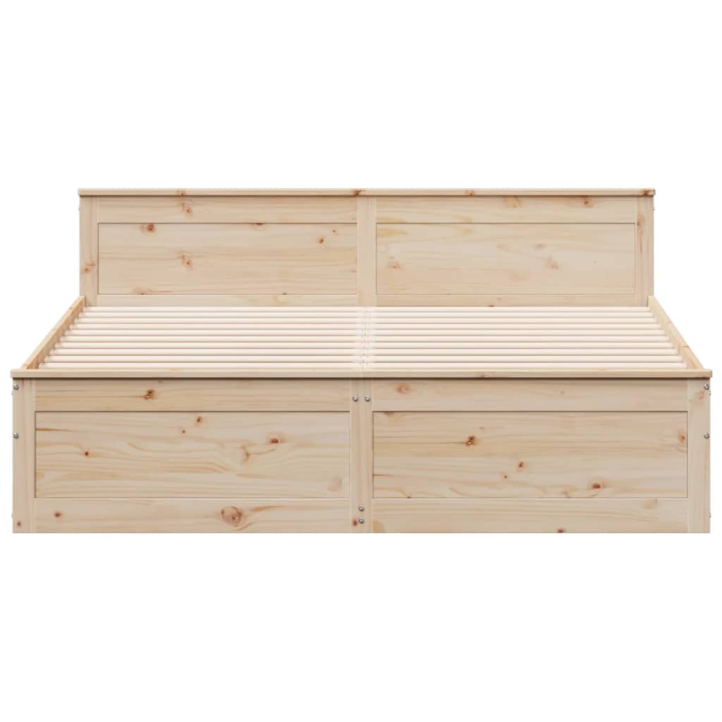Sengeramme uten madrass med hodegavl 200x200 cm heltre furu