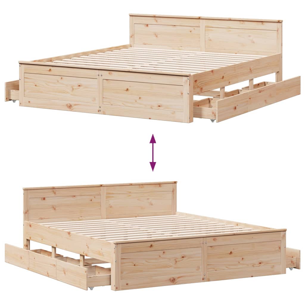 Sengeramme uten madrass med hodegavl 200x200 cm heltre furu