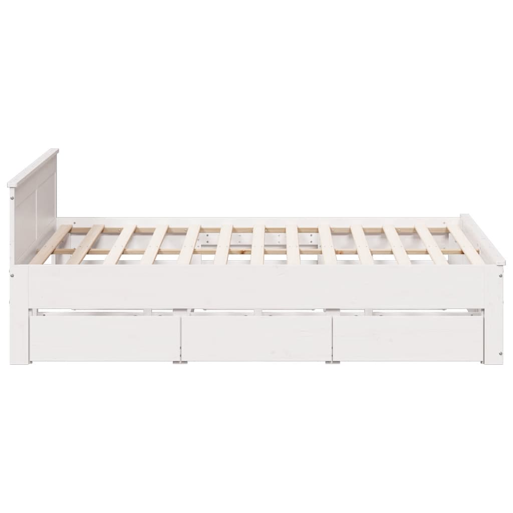 Sengeramme uten madrass med hodegavl hvit 200x200cm heltre furu