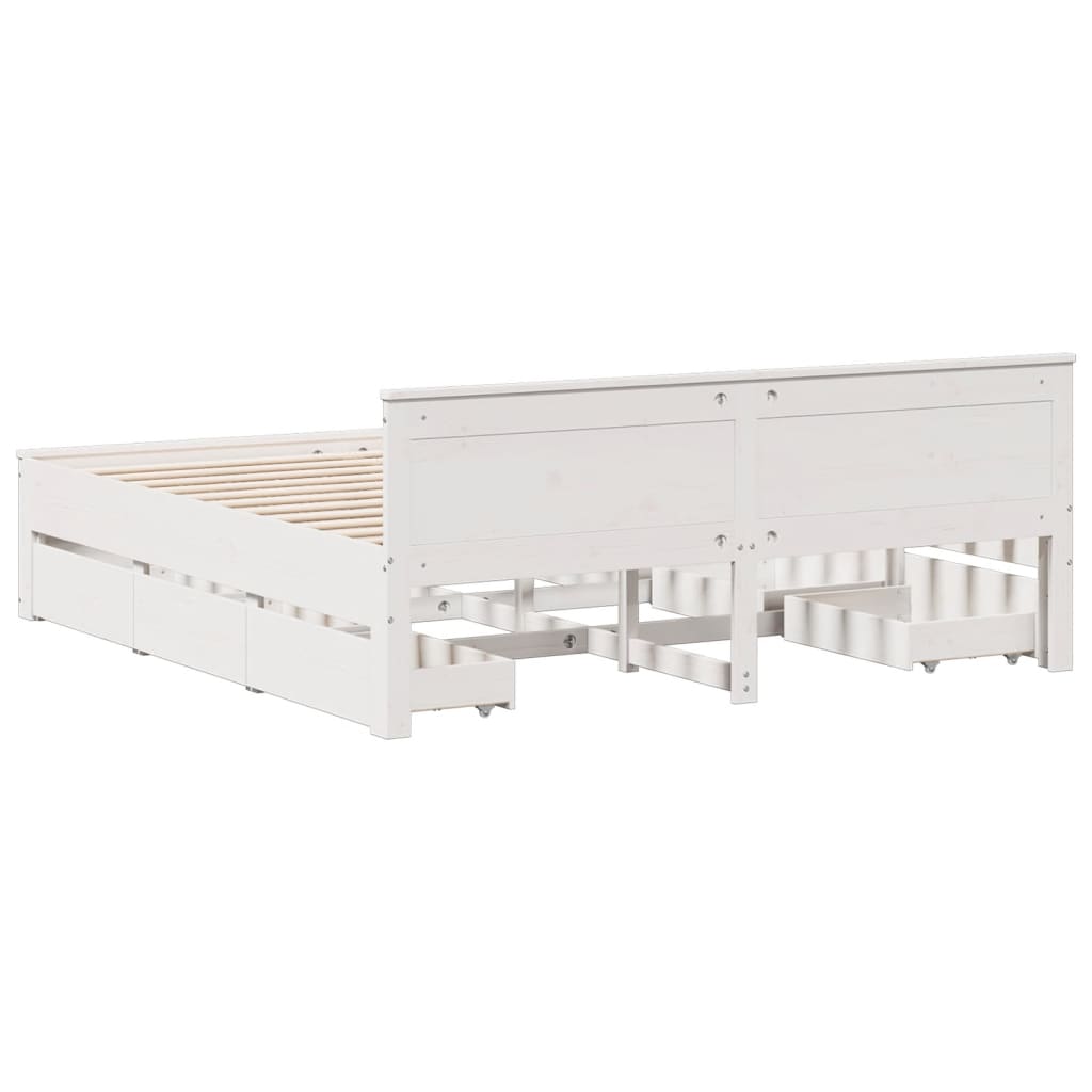 Sengeramme uten madrass med hodegavl hvit 180x200cm heltre furu
