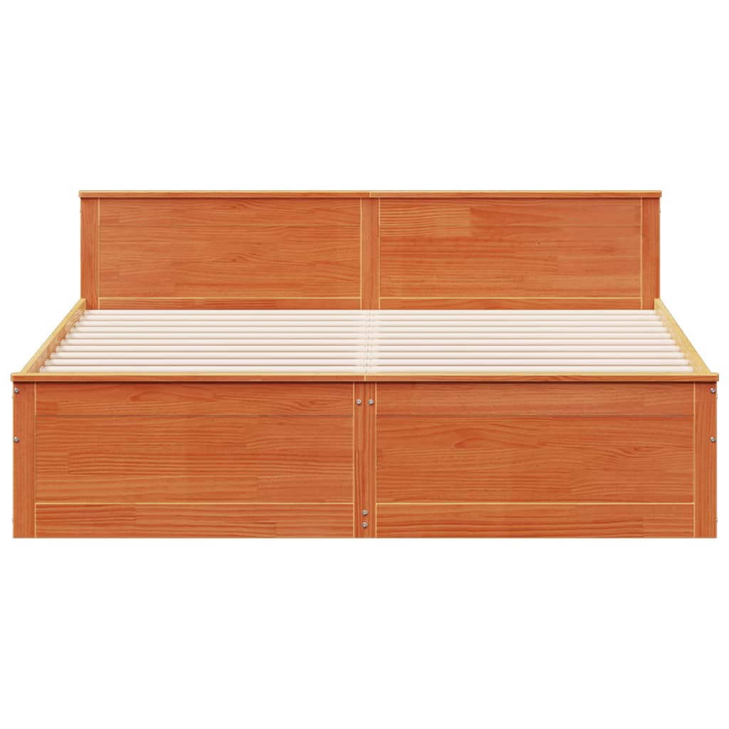 Sengeramme uten madrass med hodegavl brun 180x200cm heltre furu