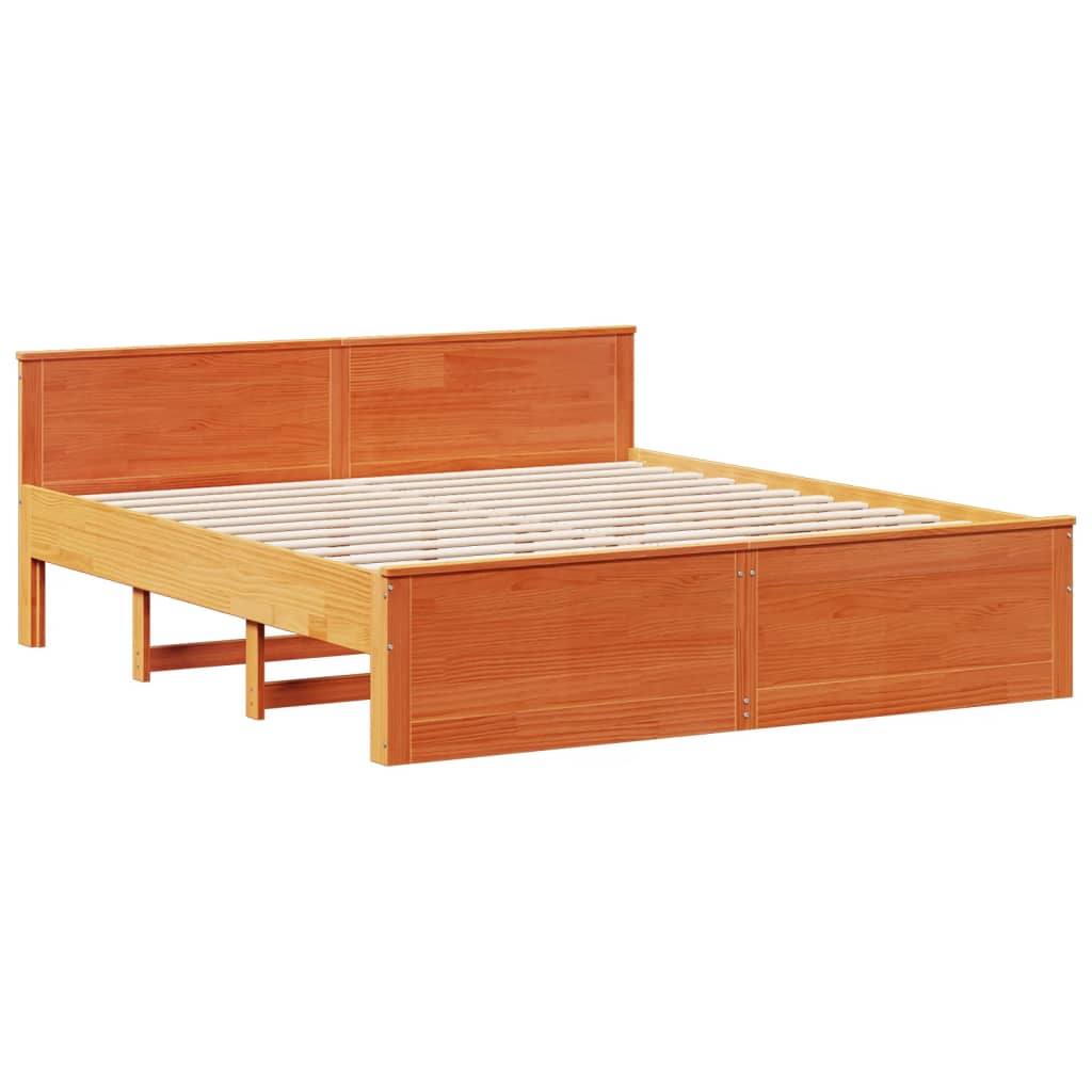Sengeramme uten madrass med hodegavl brun 180x200cm heltre furu