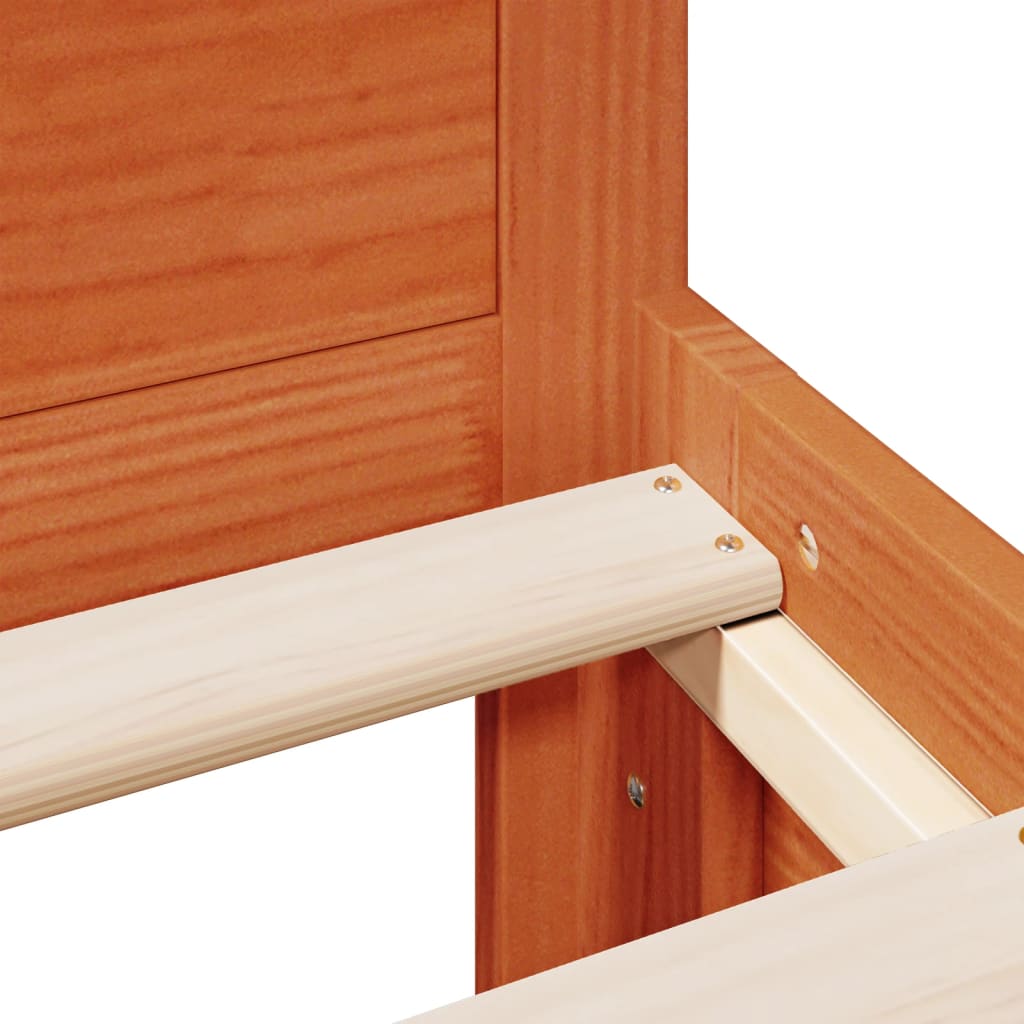 Sengeramme uten madrass med hodegavl brun 160x200cm heltre furu