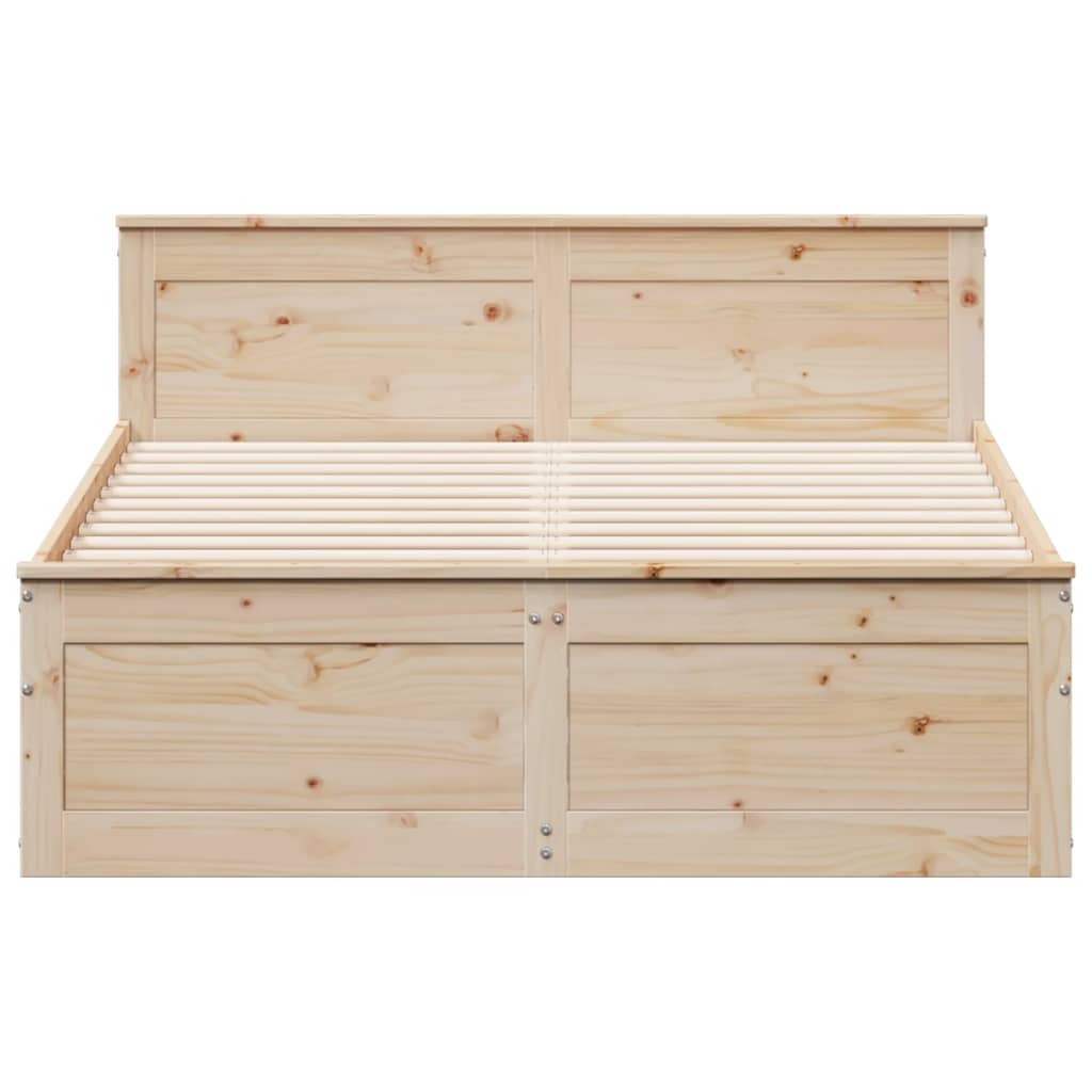 Sengeramme uten madrass med hodegavl hvit 150x200cm heltre furu