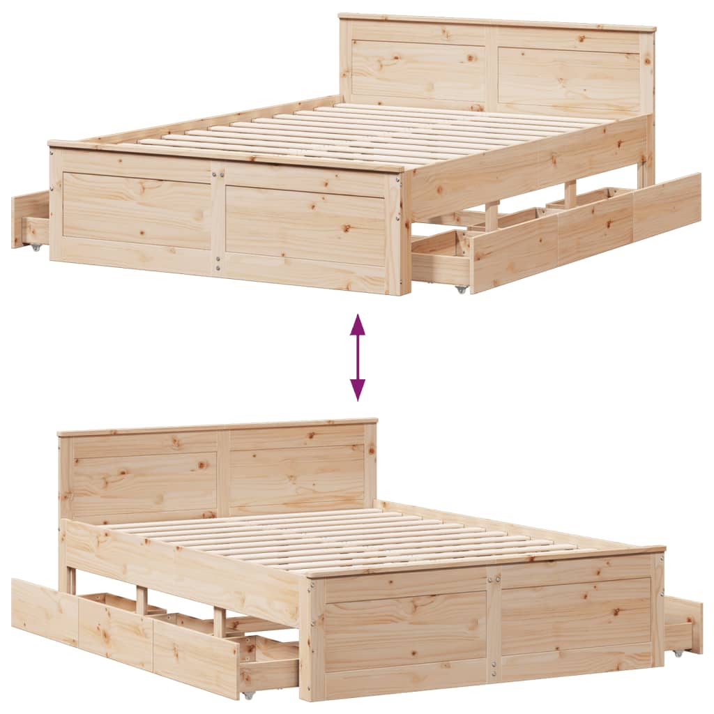 Sengeramme uten madrass med hodegavl hvit 150x200cm heltre furu