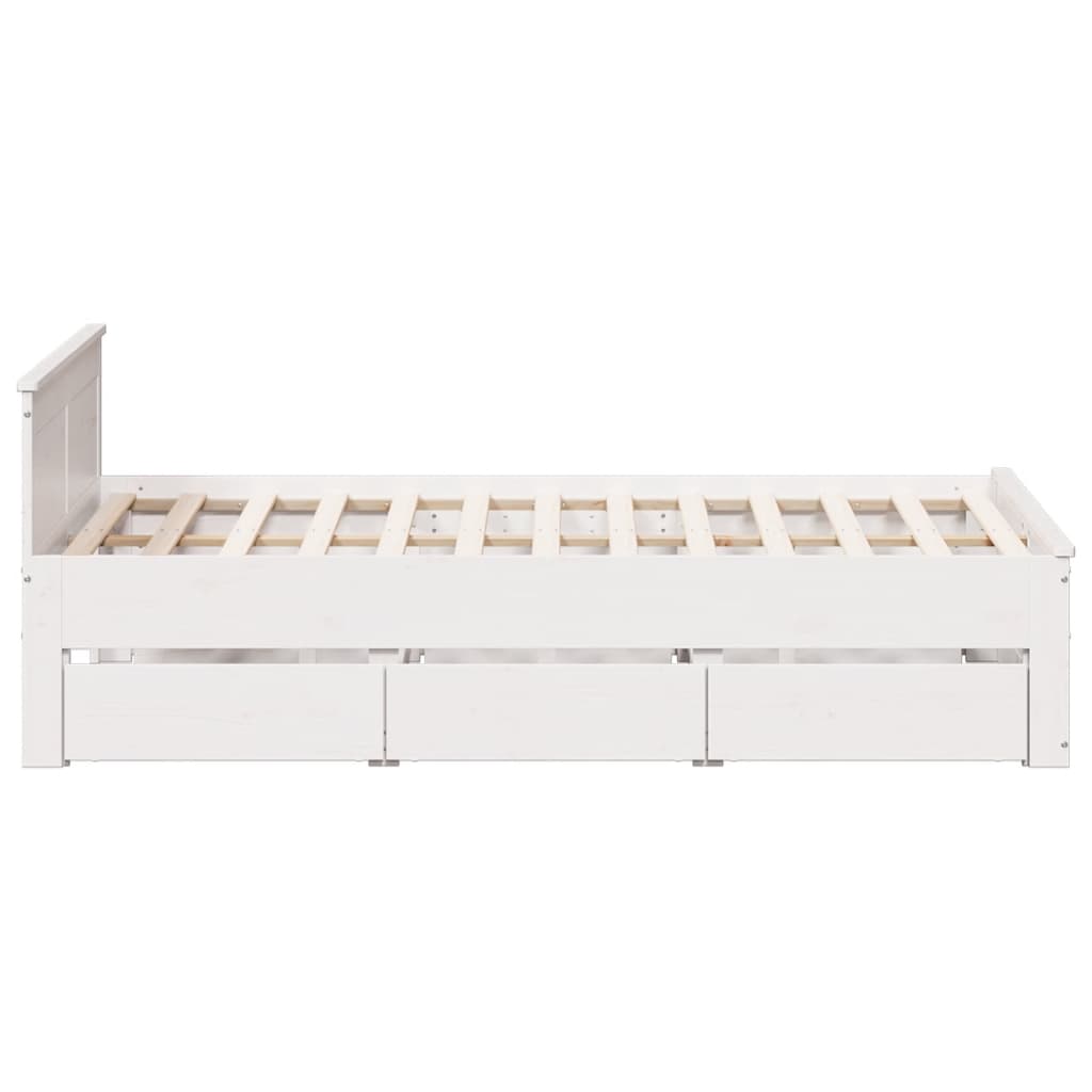 Sengeramme uten madrass med hodegavl hvit 150x200cm heltre furu