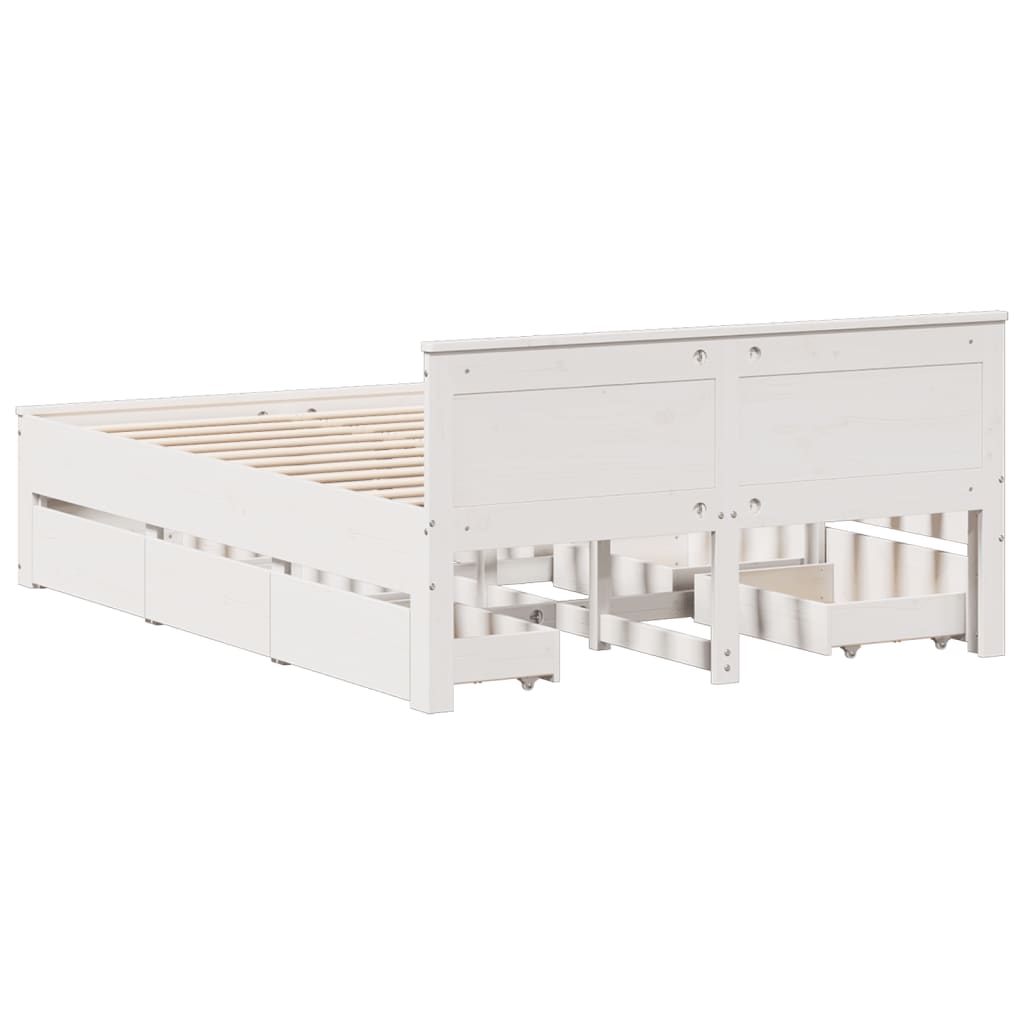 Sengeramme uten madrass med hodegavl hvit 150x200cm heltre furu