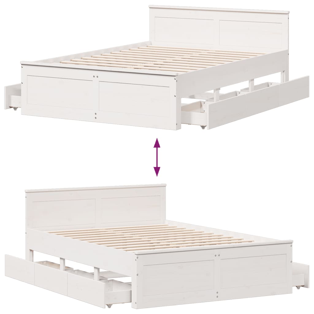 Sengeramme uten madrass med hodegavl hvit 150x200cm heltre furu