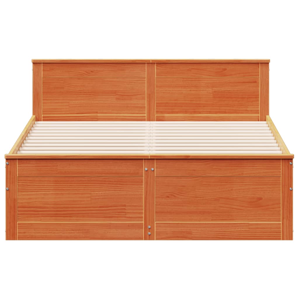 Sengeramme uten madrass med hodegavl brun 150x200cm heltre furu