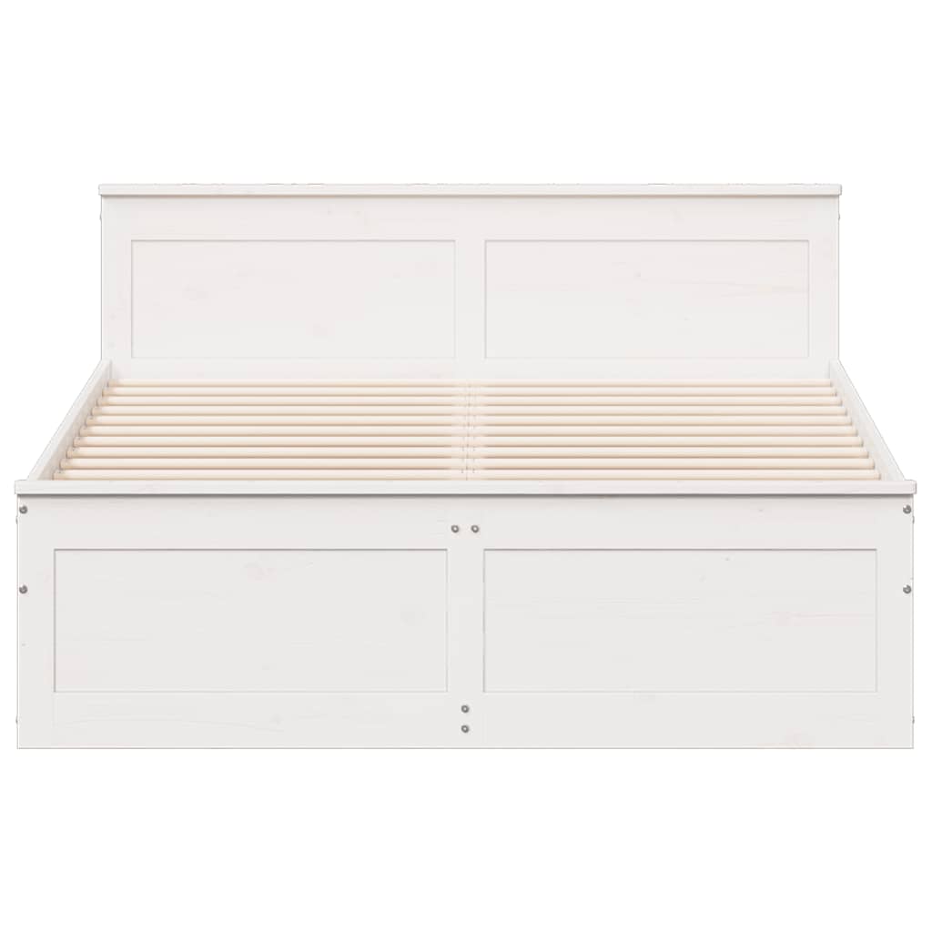 Sengeramme uten madrass med hodegavl hvit 140x200cm heltre furu