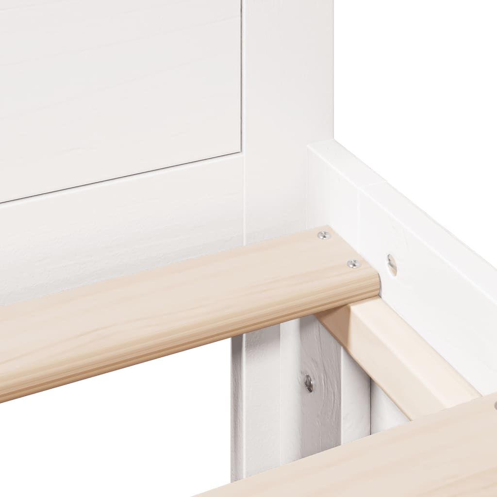 Sengeramme uten madrass med hodegavl hvit 140x200cm heltre furu