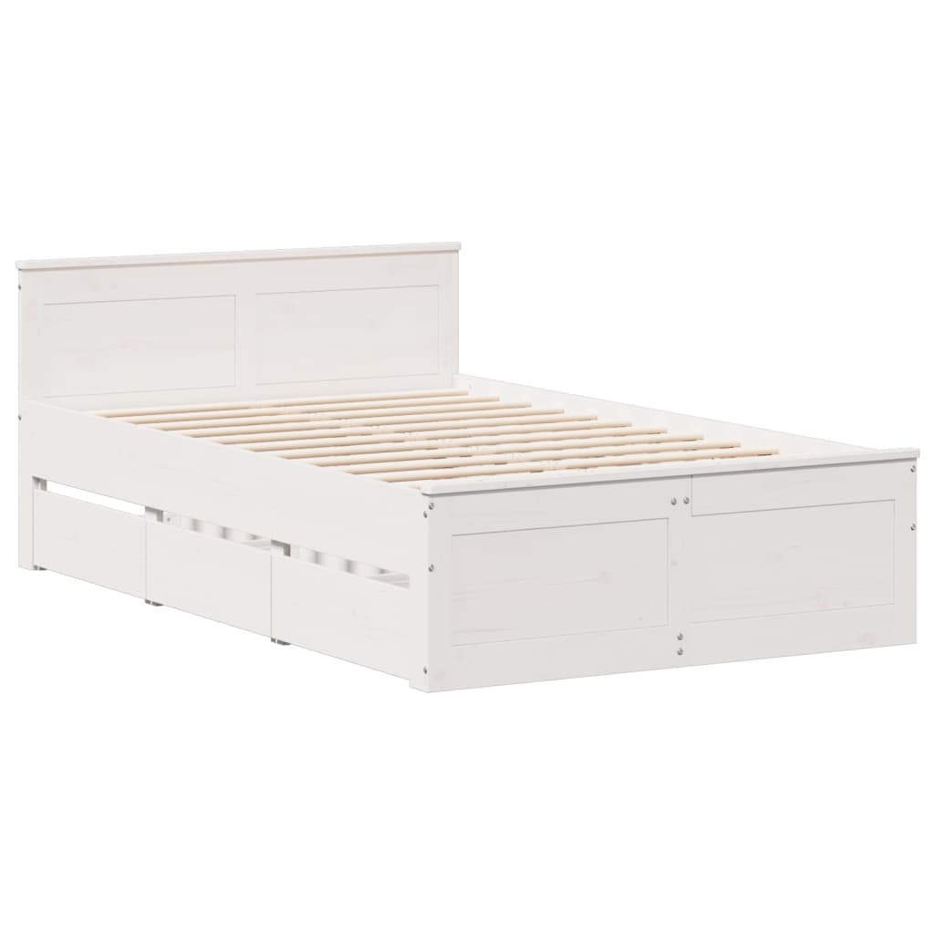 Sengeramme uten madrass med hodegavl hvit 120x200cm heltre furu