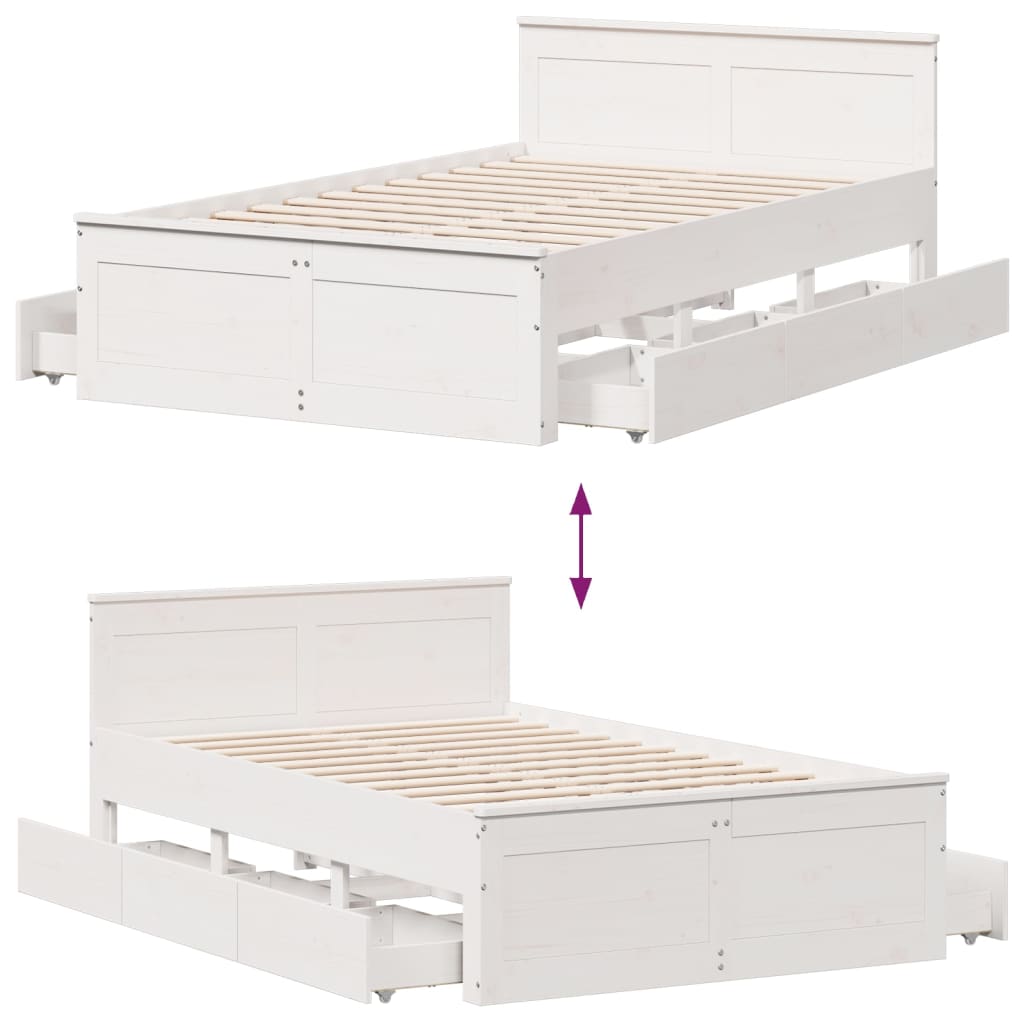 Sengeramme uten madrass med hodegavl hvit 120x200cm heltre furu