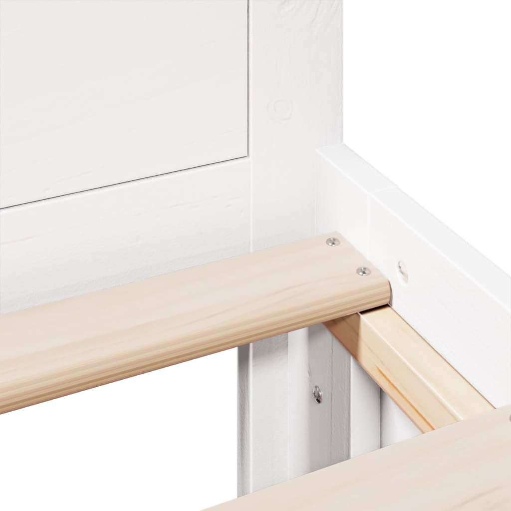 Sengeramme uten madrass med hodegavl hvit 120x200cm heltre furu