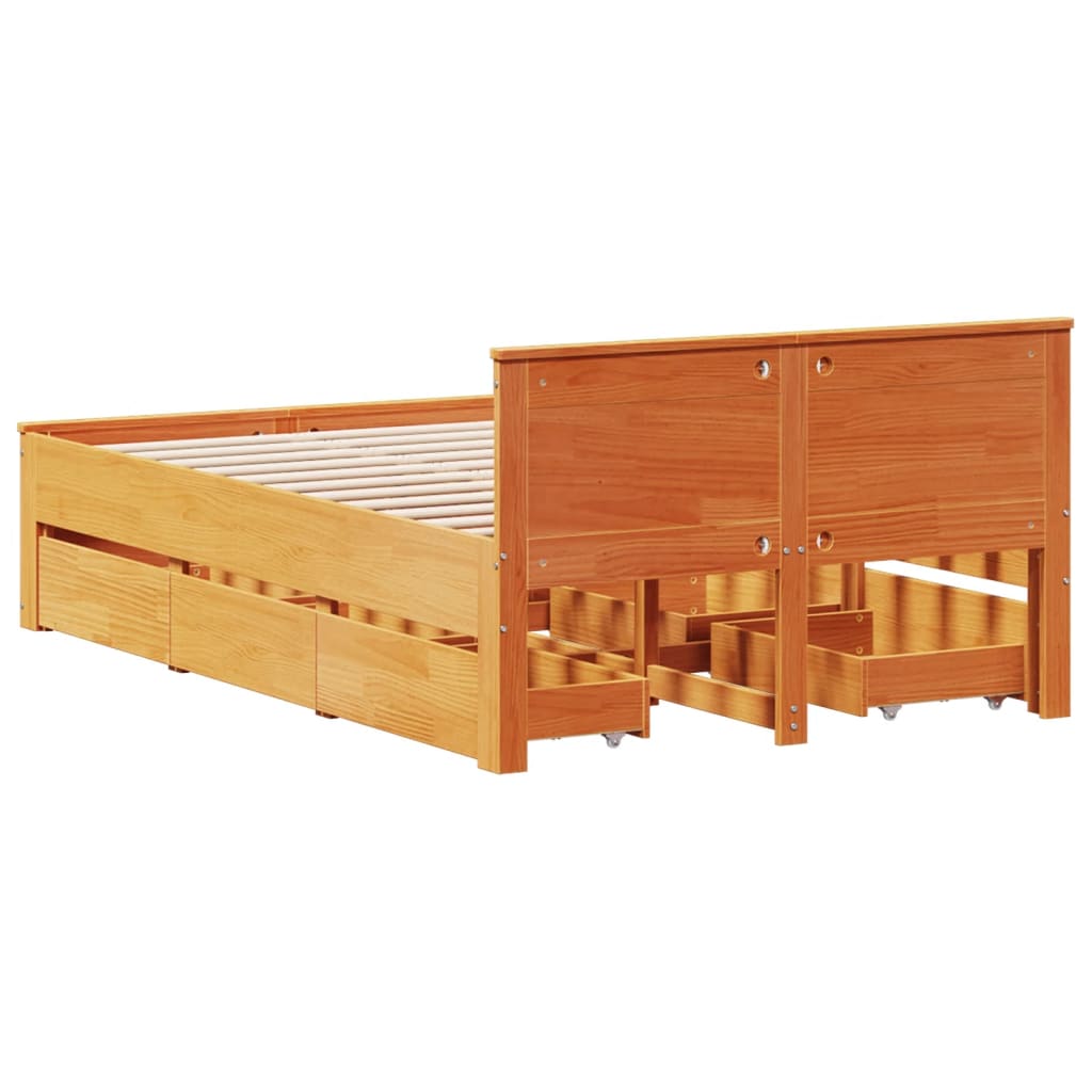 Sengeramme uten madrass med hodegavl brun 120x200cm heltre furu